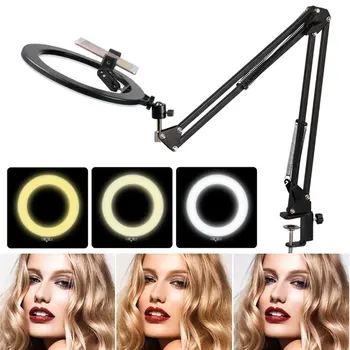 Multi-function Photography 26cm LED Selfie Ring Light Long Arm Clip Phone Holder Makeup Video Live 3 color Dimmable Ring Light
Multi-function Photography 26cm LED Selfie Ring Light Long Arm Clip Phone Holder Makeup Video Live 3 color Dimmable Ring Light