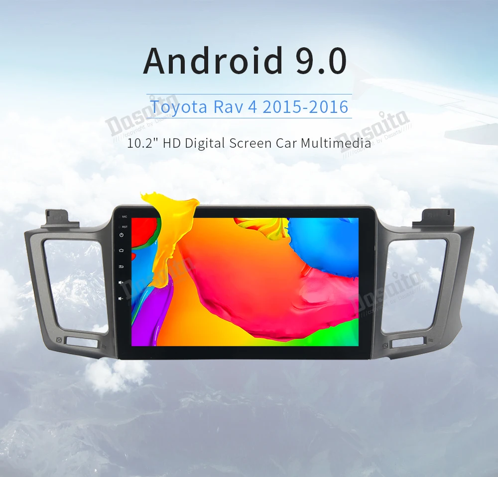 Cheap 10.2" HD Digital Screen Built-in GPS Android 9.0 32GB ROM Octa Core for Toyota RAV4 2014 2015 2016 with car multimedia player 3