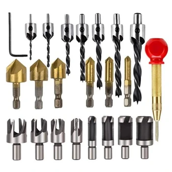 23Pcs Woodworking Chamfer 90 Degree & Three Pointed Countersink Drill Bit Wood Plug Cutter Automatic Center Pin Punch
23Pcs Woodworking Chamfer 90 Degree & Three Pointed Countersink Drill Bit Wood Plug Cutter Automatic Center Pin Punch
