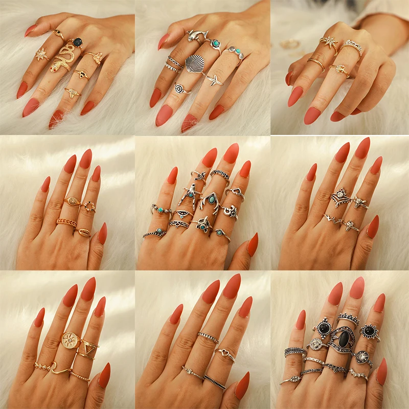 HuaTang Gold Color Snake Dolphin Green Rhinestone Rings for Women Carved Geometric Knuckle Ring Set Wedding Rings Anillos
HuaTang Gold Color Snake Dolphin Green Rhinestone Rings for Women Carved Geometric Knuckle Ring Set Wedding Rings Anillos