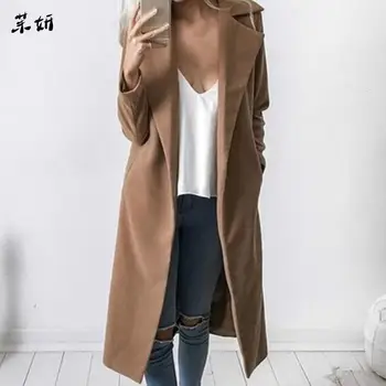 Winter Women Coat 2019 Casual Lapel Collar Open Stitch Woolen Female Coat Fashion Warm Pocket Solid Plus Size Long Outwear
Winter Women Coat 2019 Casual Lapel Collar Open Stitch Woolen Female Coat Fashion Warm Pocket Solid Plus Size Long Outwear