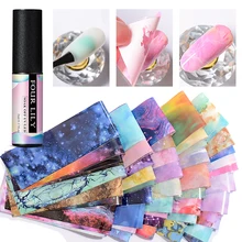

FOUR LILY Nail Foil Adhesive Glue Nail Foil Sticker Set Holographic Starry Sky Adhesive Wraps Transfer Paper With Transfer Glue