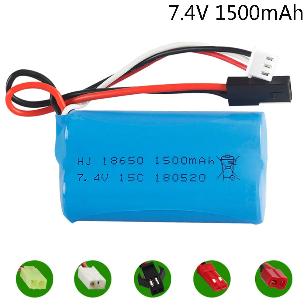 Lipo battery SM Plug 2S 7 4 В 1500 мАч для Udi U12A Syma S033g Q1 H100 H101 H102 H103 18650 15C 2s RC Boat Battery|Детали и