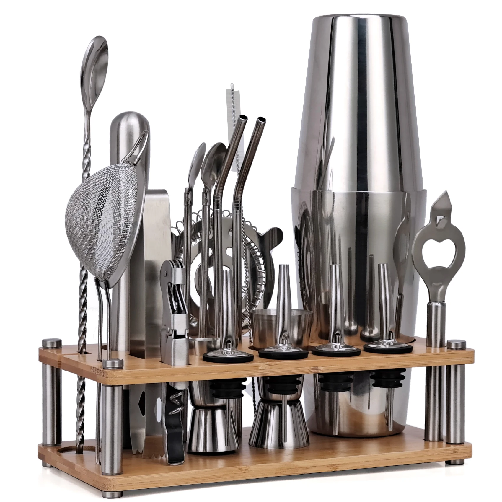 Bartender Kit, Cocktail Shaker Set Bamboo Stand, 20-Piece Bar Tool Set Stainless Steel Professional Bartending
Bartender Kit, Cocktail Shaker Set Bamboo Stand, 20-Piece Bar Tool Set Stainless Steel Professional Bartending
