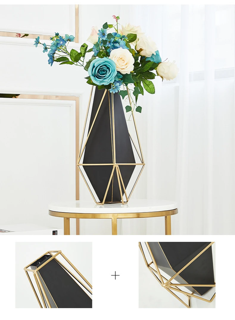 Duży metalowy wazon skandynawsko-minimalistyczny do dekoracji domu - Wianko - 5
