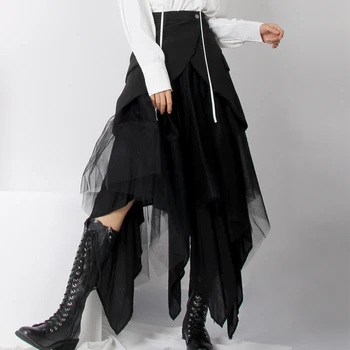 2020 Women Spring Autumn New Street Style Black Irregular Patchwork Mesh Skirt Loose Retro Slim Fake Two Piece Midi Skirt Tide
2020 Women Spring Autumn New Street Style Black Irregular Patchwork Mesh Skirt Loose Retro Slim Fake Two Piece Midi Skirt Tide