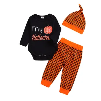 3PCS Halloween Toddler Baby Letter Pumpkin Print Romper+Pants+Hat Set Outfit
3PCS Halloween Toddler Baby Letter Pumpkin Print Romper+Pants+Hat Set Outfit