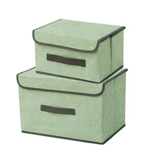 Two Pieces Set Imitation Cotton And Linen Storage Boxes with Lids,Polyester Dust-Proof Storage Basket Containers For Clothes,Toy
Two Pieces Set Imitation Cotton And Linen Storage Boxes with Lids,Polyester Dust-Proof Storage Basket Containers For Clothes,Toy