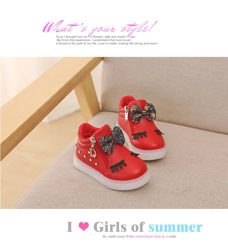 Size 21-30 Children's Glowing Sneakers Children Princess Girls LED Shoes Cute Baby Sneakers and Light Shoes Glowing
