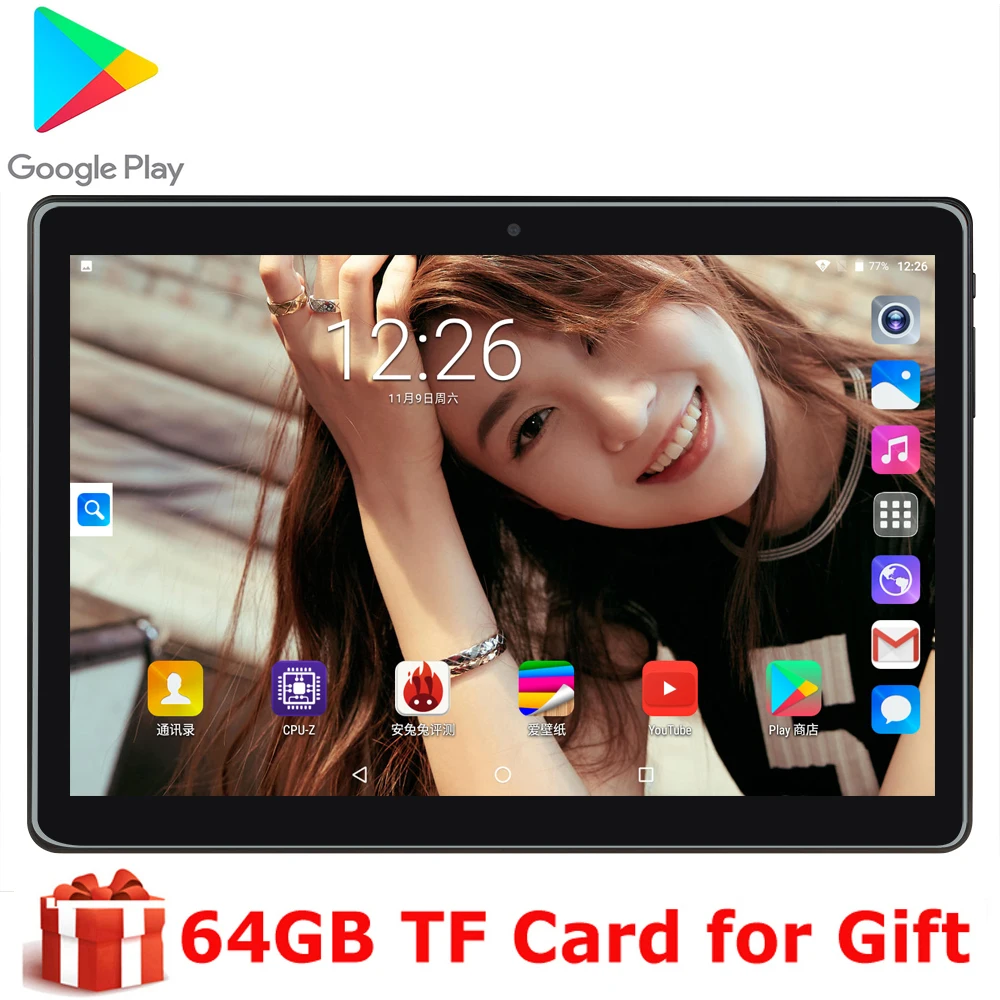 Новый 10-дюймовый Android 9 0 планшет с четырёхъядерным процессором Google Play 3G двумя