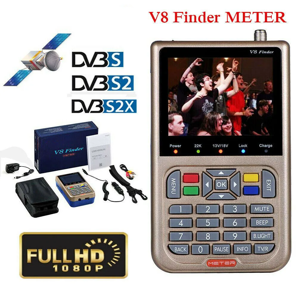 Freesat V8 Finder Meter DVB-S2/S2X Digital Satellite Finder High Definition Sat Finder Satellite Meter Satfinder 1080P
Freesat V8 Finder Meter DVB-S2/S2X Digital Satellite Finder High Definition Sat Finder Satellite Meter Satfinder 1080P