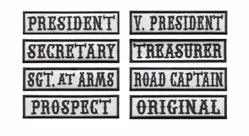 1pc MC embroidered patches & rockers for PRESIDENT motorcycle riding clubs and OGIGINAL bikers with iron on backing
1pc MC embroidered patches & rockers for PRESIDENT motorcycle riding clubs and OGIGINAL bikers with iron on backing