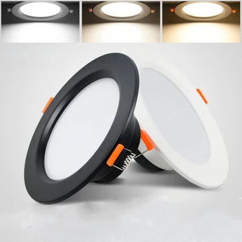 

led downlight lamp Black White 5W 9W 12W 18W led spot 220V ceiling recessed downlights round led panel light 3000K 4000K 6000K