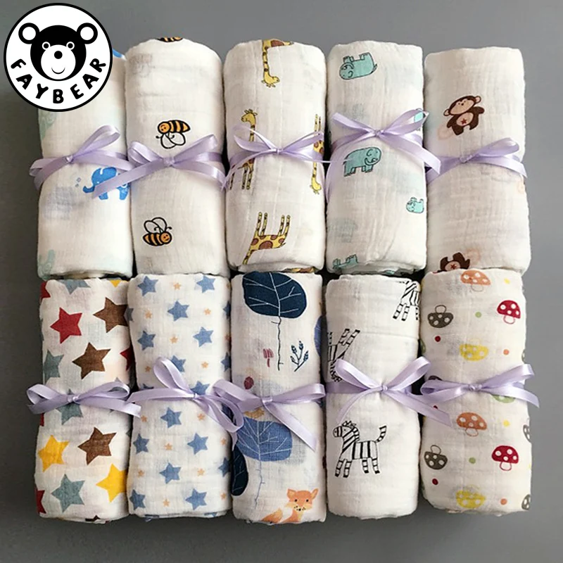 

100% 1pc Muslin Cotton Baby Swaddles Soft Newborn Blankets Bath Gauze Infant Wrap Sleepsack Stroller Cover Play Mat