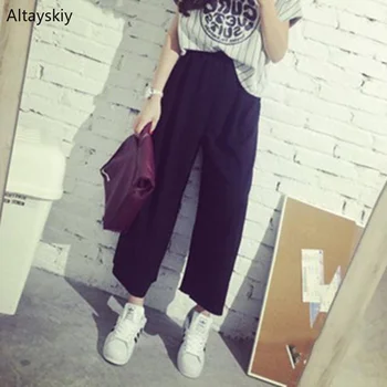 Pants Solid Simple All-match Korean Style Trendy Ankle-lengh Wide Leg Pant Womens High Quality Trousers Chic New Elastic Waist
Pants Solid Simple All-match Korean Style Trendy Ankle-lengh Wide Leg Pant Womens High Quality Trousers Chic New Elastic Waist