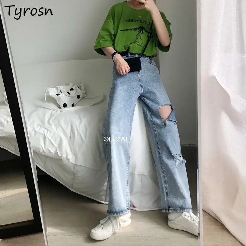 Jeans Women Holes Vintage Streetwear Harajuku Chic Fashion All-match Wide Leg Students Ripped Loose BF High Waist Casual Spring
Jeans Women Holes Vintage Streetwear Harajuku Chic Fashion All-match Wide Leg Students Ripped Loose BF High Waist Casual Spring