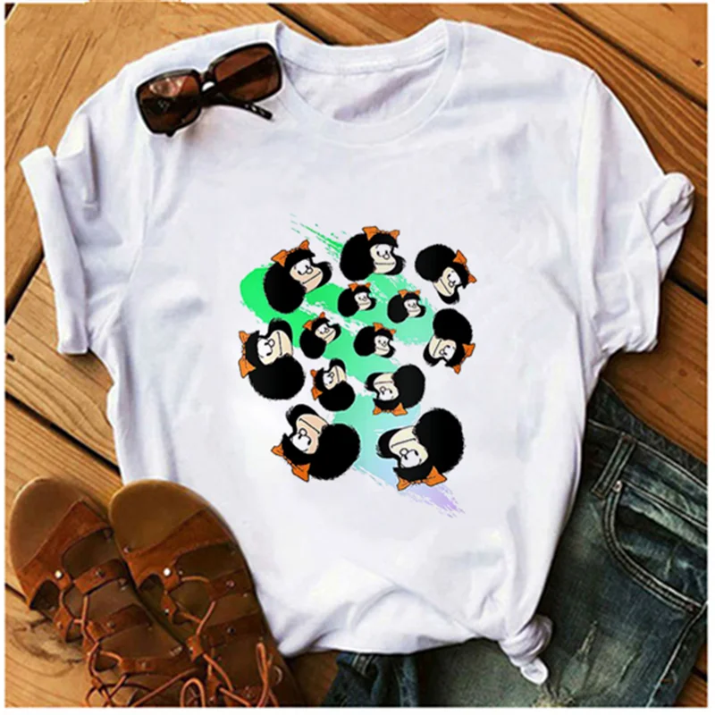 2022 summer Tops casual Harajuku T-shirt women Mafalda print T-shirt women O-neck short-sleeved funny tops fashion women clothes 
2022 summer Tops casual Harajuku T-shirt women Mafalda print T-shirt women O-neck short-sleeved funny tops fashion women clothes