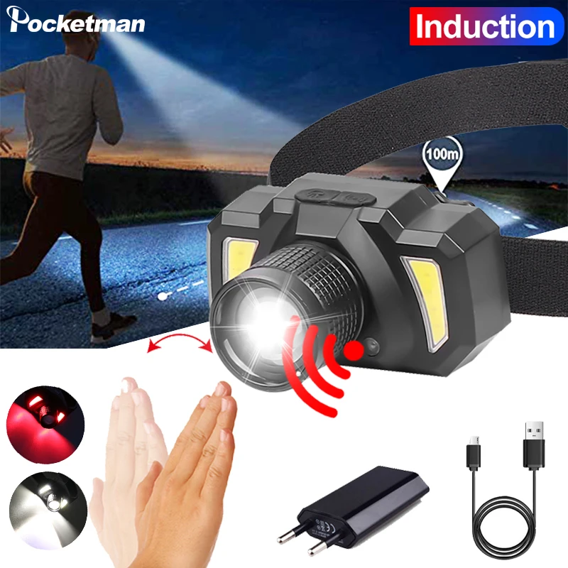 Powerful Sensor Headlamp Rechargeable LED Headlight Body Motion Head light Fishing Camping Torch Light Lamp With COB Lamp
Powerful Sensor Headlamp Rechargeable LED Headlight Body Motion Head light Fishing Camping Torch Light Lamp With COB Lamp