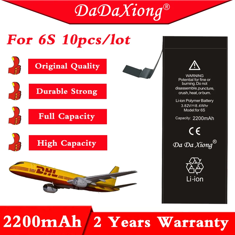2021 оригинальный 100% подлинный 10 шт./лот DaDaXiong Factory 2200mAh аккумулятор для IPhone 6S Замена