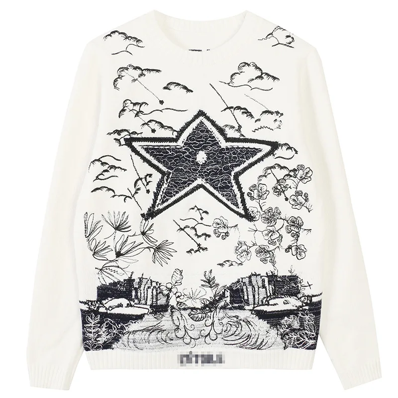 Autumn Winter Vintage Star Embroidery Pull Femme 2020 O-neck Long Sleeve Loose Casual Knitted Sweater Women
Autumn Winter Vintage Star Embroidery Pull Femme 2020 O-neck Long Sleeve Loose Casual Knitted Sweater Women
