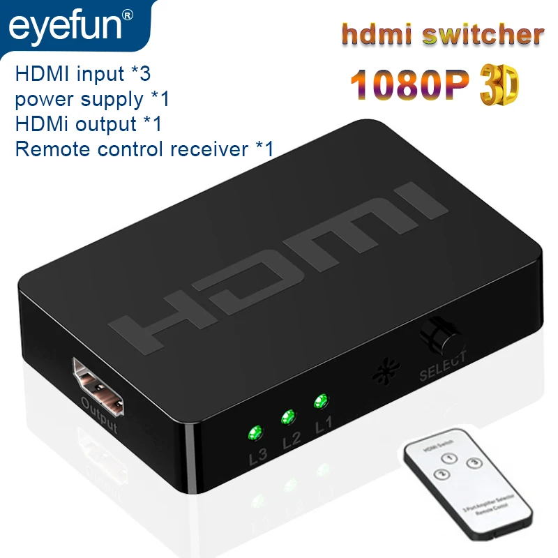 eyefu hdmi switcher Divisor Hdmi Hub Box usb hub hdmi 1080P Hd hdmi switch hdmi switcher with remote 3x1 puertos Hub HDTV XBO
eyefu hdmi switcher Divisor Hdmi Hub Box usb hub hdmi 1080P Hd hdmi switch hdmi switcher with remote 3x1 puertos Hub HDTV XBO