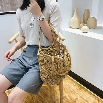 Bohemian hollow rattan women shoulder bags rope woven handbags handmade summer beach large totes lady big purses female sac
Bohemian hollow rattan women shoulder bags rope woven handbags handmade summer beach large totes lady big purses female sac