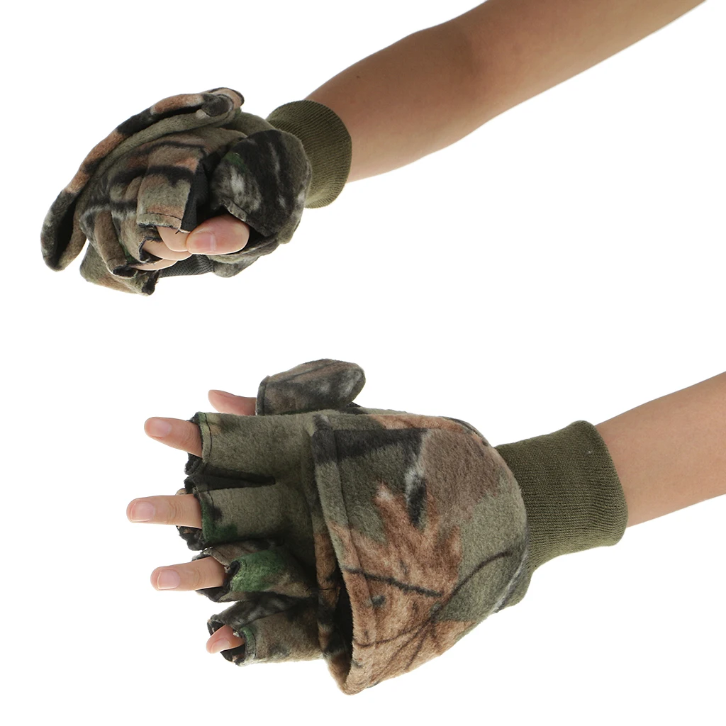 Convertible Fingerless Gloves With Mitten Cover For Fishing Hunting Cycling Convertible Fingerless Gloves With Mitten Cover For Fishing Hunting Cycling