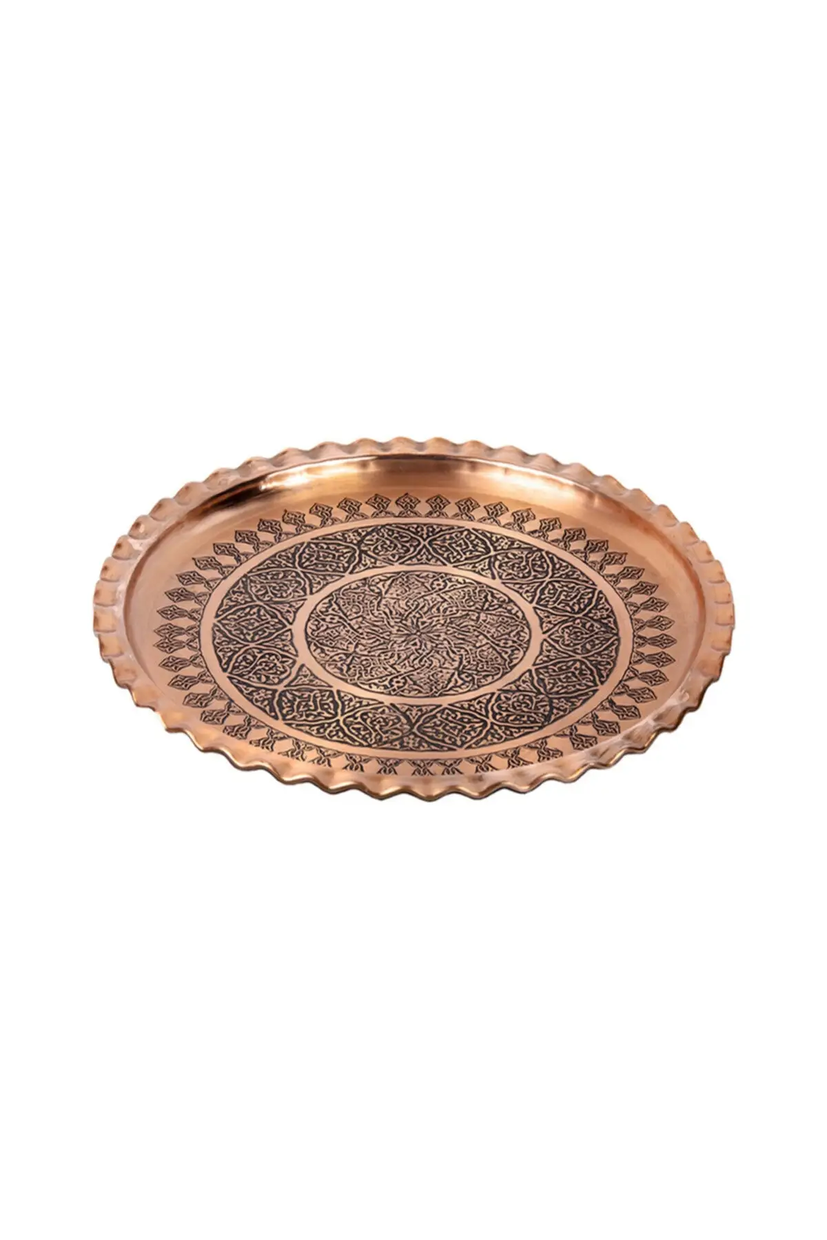 Ottoman Copper Antique Round Tumbled Engraved Tray Original Gaziantep Handmade For Tea Turkish Coffee Food 
Ottoman Copper Antique Round Tumbled Engraved Tray Original Gaziantep Handmade For Tea Turkish Coffee Food