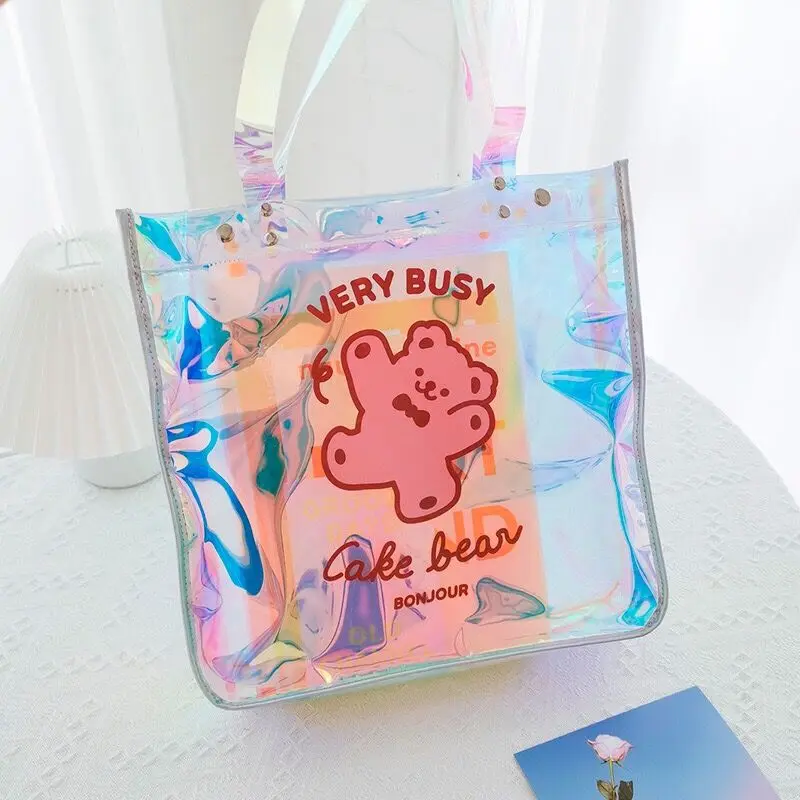 Bear Hologram Laser Shoulder Bag Large Capacity Waterproof Beach Bag Women Travel Shopping Bag Fashion Transparent Messenger Bag
Bear Hologram Laser Shoulder Bag Large Capacity Waterproof Beach Bag Women Travel Shopping Bag Fashion Transparent Messenger Bag