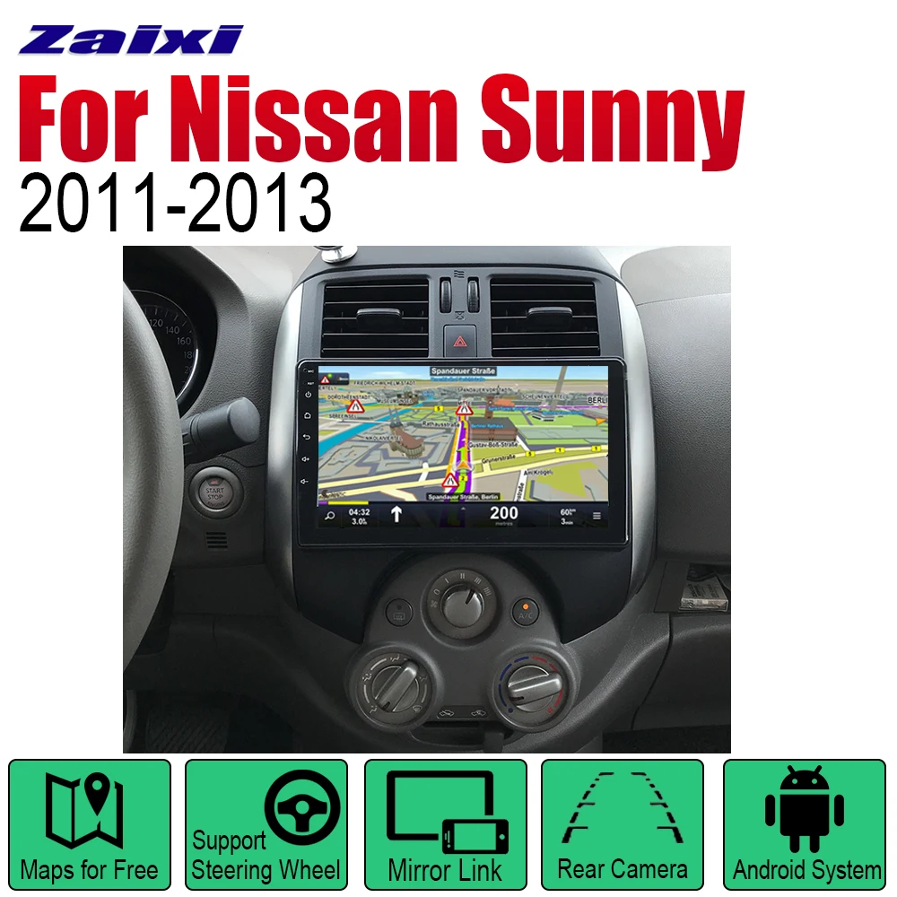 Автомагнитола ZaiXi с GPS навигацией для Nissan Sunny 2011 ~ 2013 мультимедийная система Android