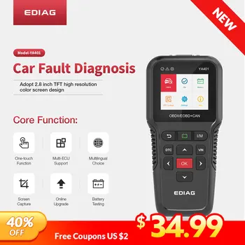 EDIAG YA-401 Full OBD2 scanner OBDII Code Reader Car Diagnostic tool Multilingual free update YA401 better than cr3008 ML529
EDIAG YA-401 Full OBD2 scanner OBDII Code Reader Car Diagnostic tool Multilingual free update YA401 better than cr3008 ML529
