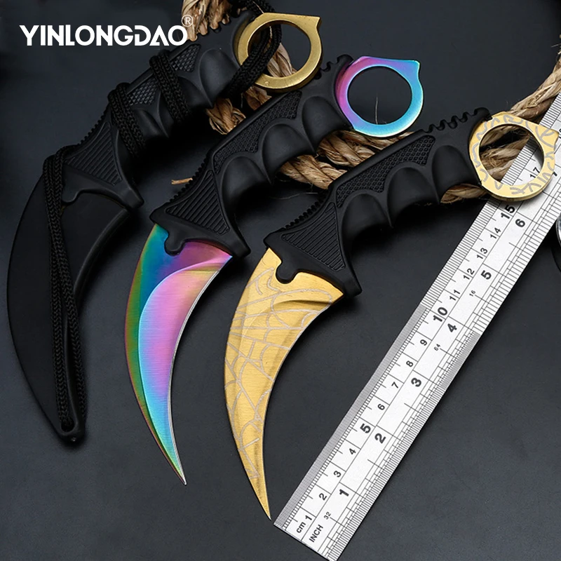 CS GO Counter Strike Claw Karambit Knife Neck Knife With Sheath Tiger Tooth Real Game Knife Red,blue,golden Colors Camping Knife
CS GO Counter Strike Claw Karambit Knife Neck Knife With Sheath Tiger Tooth Real Game Knife Red,blue,golden Colors Camping Knife