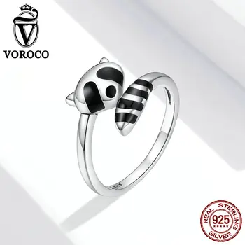 VOROCO BKR652 Raccoon Real 925 Sterling Silver Ring Fine Jewelry Trendy Fashionable Cute Lovely Animal Finger Rings For Women
VOROCO BKR652 Raccoon Real 925 Sterling Silver Ring Fine Jewelry Trendy Fashionable Cute Lovely Animal Finger Rings For Women