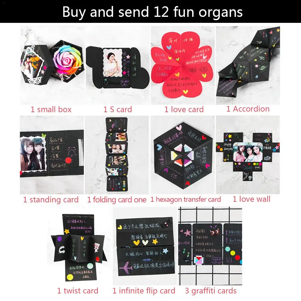 diy surprise love explosion box hexagonal multi