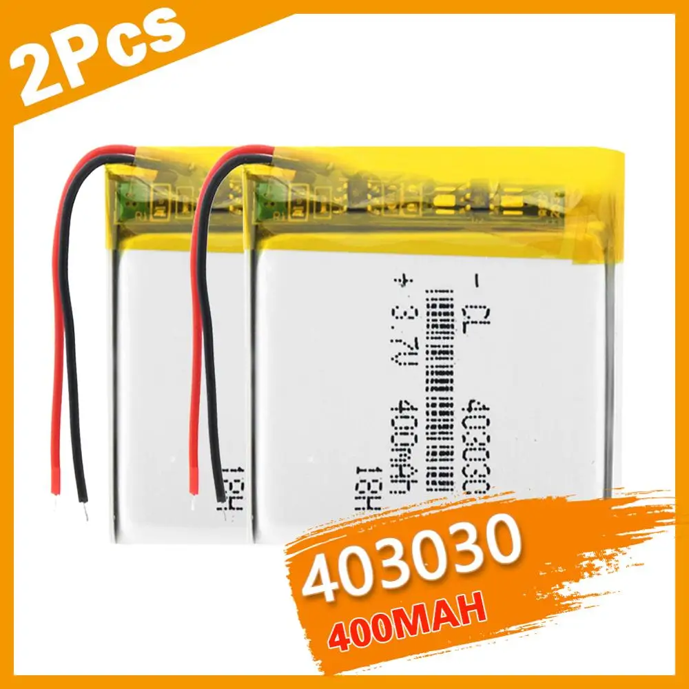 2PCSx3.7v Lithium Ion Battery Rechargeable 403030 400mAh Li-ion Polymer Batteries Power Bank Alarm Detector Bateria Replace
2PCSx3.7v Lithium Ion Battery Rechargeable 403030 400mAh Li-ion Polymer Batteries Power Bank Alarm Detector Bateria Replace