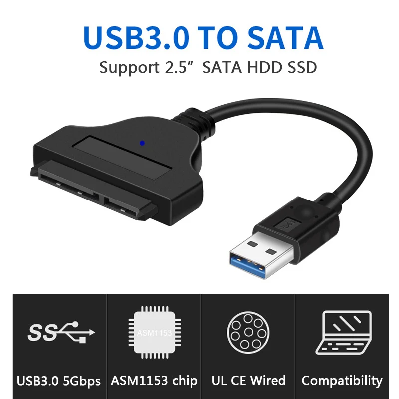 USB3.0 to SATA3.0 Cable SATA III Cable UASP Support With ASMedia ASM1053e Chip