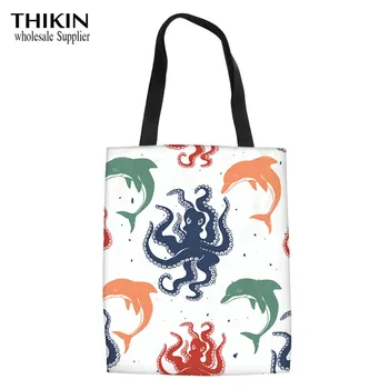 THIKIN Colorful Marine Life Canvas Tote Female Shopping Bag Large Capacity Women Canvas Beach Bags Casual Tote Handbags Feminina 
THIKIN Colorful Marine Life Canvas Tote Female Shopping Bag Large Capacity Women Canvas Beach Bags Casual Tote Handbags Feminina