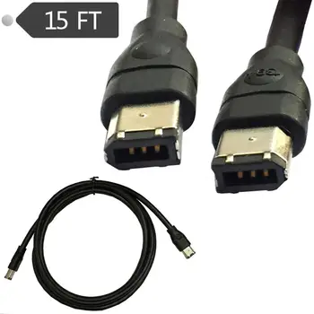 Black IEEE 1394 Firewire 400 to Firewire 400 Cable, 6 Pin/6 Pin Male / Male 15FT 4.5m 
Black IEEE 1394 Firewire 400 to Firewire 400 Cable, 6 Pin/6 Pin Male / Male 15FT 4.5m