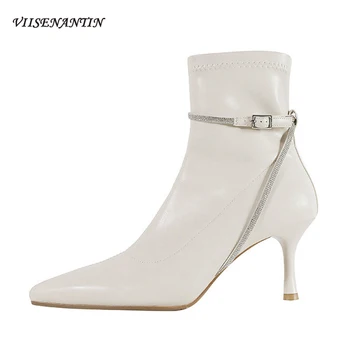 Fashion Mature Temperament High-heeled Stretch Ankle Boots New Pointed Stiletto Crystal Chain Single Boots Women Short Boots
Fashion Mature Temperament High-heeled Stretch Ankle Boots New Pointed Stiletto Crystal Chain Single Boots Women Short Boots