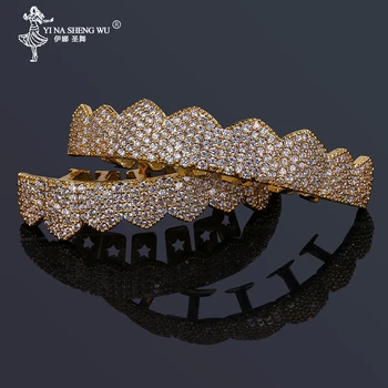 Custom Fit Gold Silver Color Iced Out Hip Hop Teeth Grillz Micro Pave Cubic Zircon Top & Bottom Teeth Grills Set For Men Women
Custom Fit Gold Silver Color Iced Out Hip Hop Teeth Grillz Micro Pave Cubic Zircon Top & Bottom Teeth Grills Set For Men Women