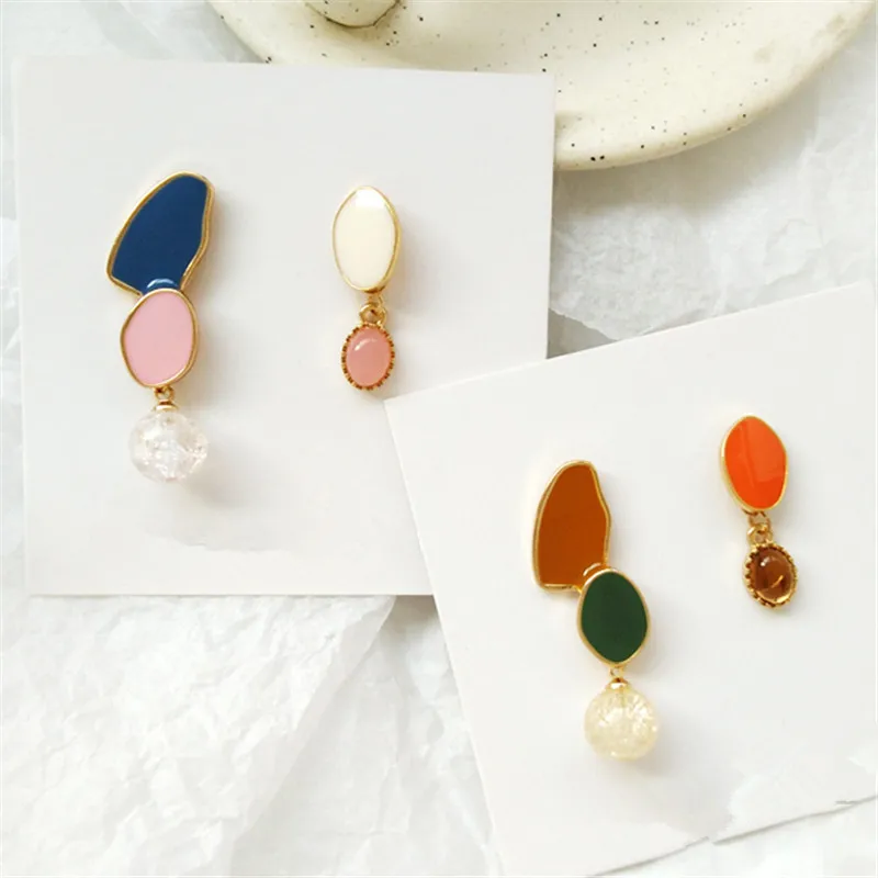 

Cute Romantic earrings for women Colorful asymmetric studs earrings contracted joker fashion lady tassel earrings for women 2019