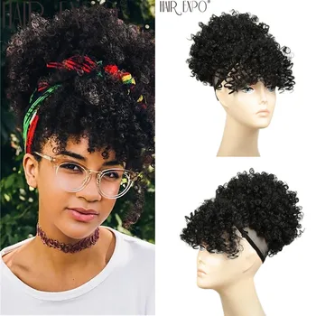 High Puff Afro Kinky Curly Synthetic Ponytail With Bangs Short Chignon Hair Extension Drawstring Clip Hair For Black/White Women
High Puff Afro Kinky Curly Synthetic Ponytail With Bangs Short Chignon Hair Extension Drawstring Clip Hair For Black/White Women