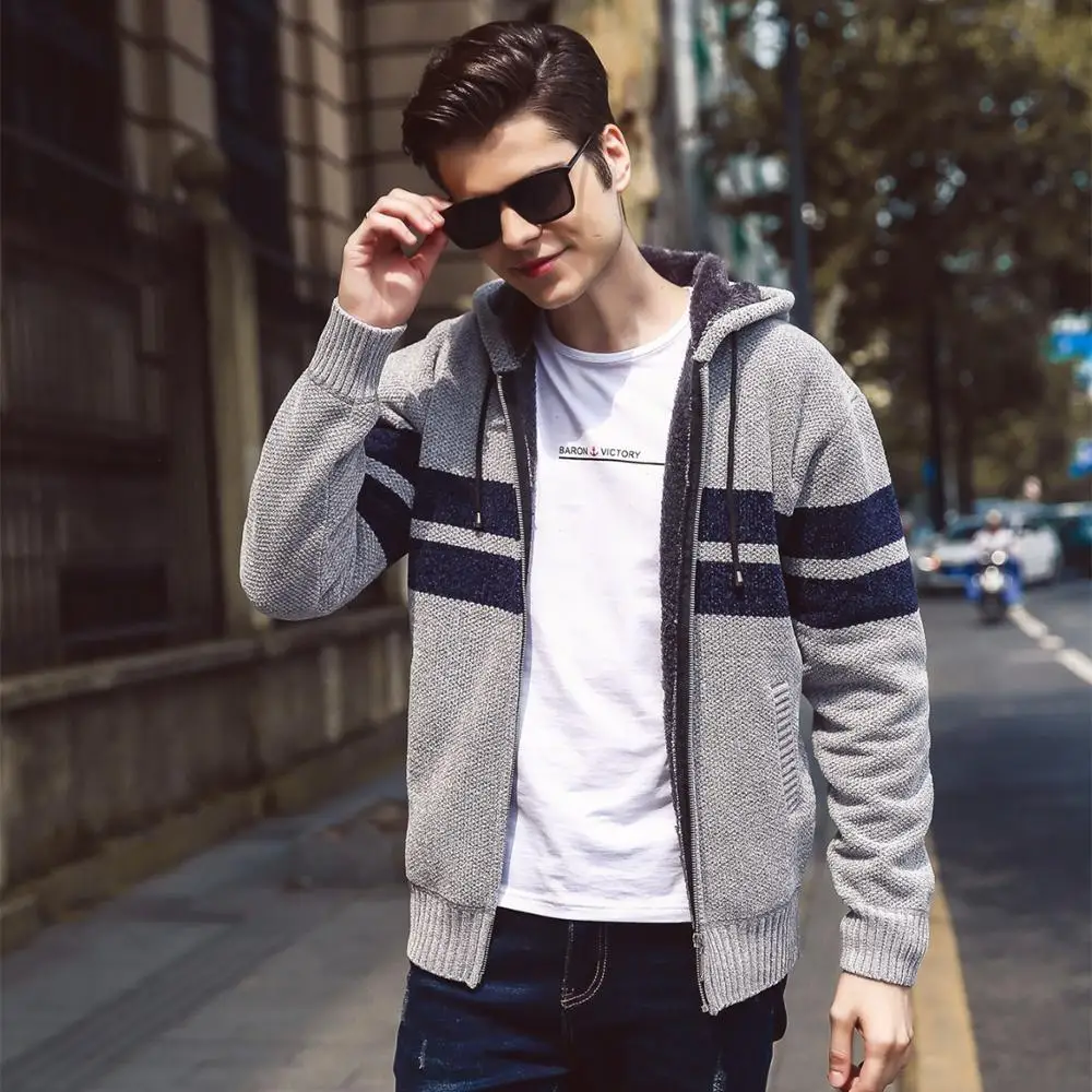 Men's Sweaters Autumn Winter Warm Knitted Sweater Jackets Cardigan Coats Male Clothing Casual Hooded Striped Knitwear  
Men's Sweaters Autumn Winter Warm Knitted Sweater Jackets Cardigan Coats Male Clothing Casual Hooded Striped Knitwear