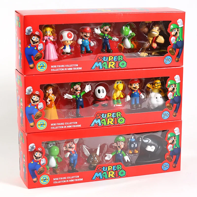 Super Mario Bros. Luigi Yoshi Koopa Donkey Kong Peach Daisy Shy Guy Toad Bill Goomba figurine toy 6 pieces/set | Игрушки и хобби