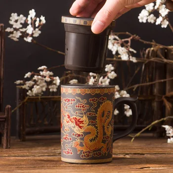 400ml Purple Sand Dragon Pattern Tea Pu'er Cup Ceramic Kungfu Teacup with Lid and Filter Liner Home Office Teaware Best Gifts
400ml Purple Sand Dragon Pattern Tea Pu'er Cup Ceramic Kungfu Teacup with Lid and Filter Liner Home Office Teaware Best Gifts