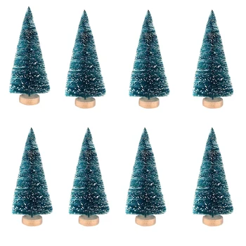 48 PCS Miniature Christmas Tree Artificial Snow Frost Trees Pine Trees Sisal Trees for Christmas DIY Craft