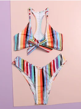 2020 Summer Two Piece Set Bikini Women Bathing Bodysuits Multicolor Stripe Beach Sexy Strape Swimsuit купальник купалкупальник
2020 Summer Two Piece Set Bikini Women Bathing Bodysuits Multicolor Stripe Beach Sexy Strape Swimsuit купальник купалкупальник
