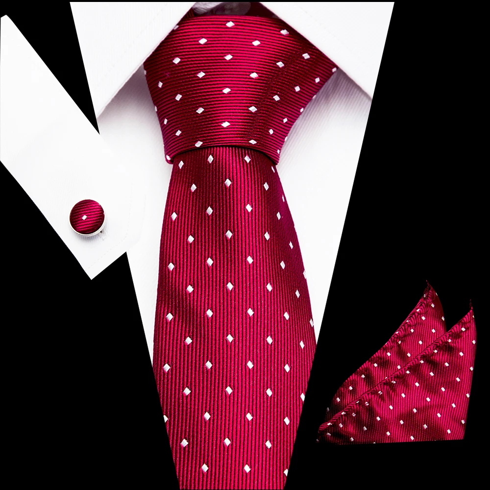 2019 Fashion White Dot Classsic Tie for Men Business Wedding Party Tie Set Handkerchief and Cufflinks Tie Set 100% Silk Tie
2019 Fashion White Dot Classsic Tie for Men Business Wedding Party Tie Set Handkerchief and Cufflinks Tie Set 100% Silk Tie