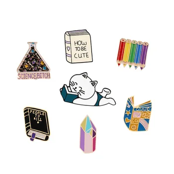 Comic Books Brooch Reading Cat Painting Pencil Science Container Enamel Pin Reader Lovers Lapel Badge Student Jewelry Gifts 
Comic Books Brooch Reading Cat Painting Pencil Science Container Enamel Pin Reader Lovers Lapel Badge Student Jewelry Gifts