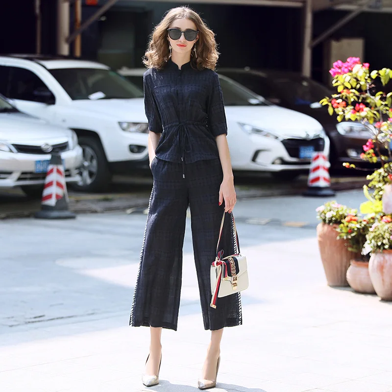 Ozhouzhan 2019 Spring And Summer WOMEN'S Dress New Style Drawstring Waist Stand Collar Chiffon Shirt + Loose Pants Fashion Set-
Ozhouzhan 2019 Spring And Summer WOMEN'S Dress New Style Drawstring Waist Stand Collar Chiffon Shirt + Loose Pants Fashion Set-
